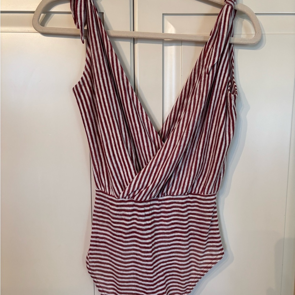 Nanushka Red and White Striped Body Suit